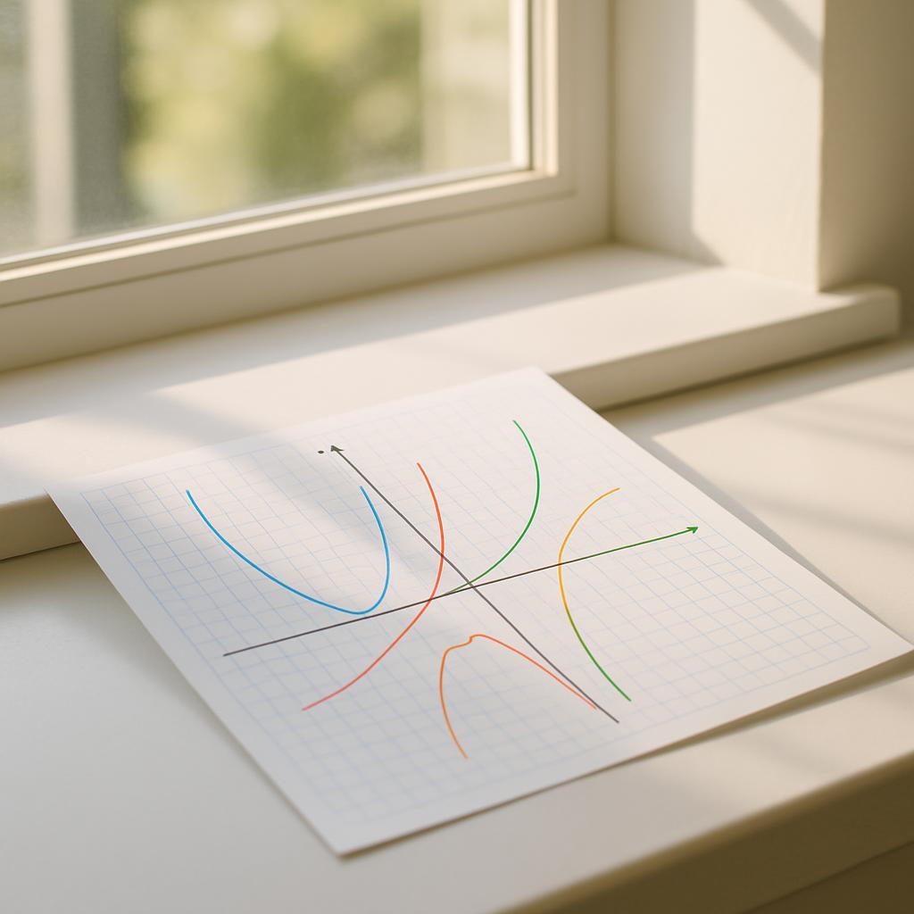 A graph is shown on a piece of paper placed on a windowsill.